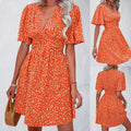 Bloemen Fit-and-Flare Jurk met Korte Mouwen voor Dames