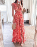 Aeryn | Boho Bloemen Maxi Jurk met V-hals voor Dames