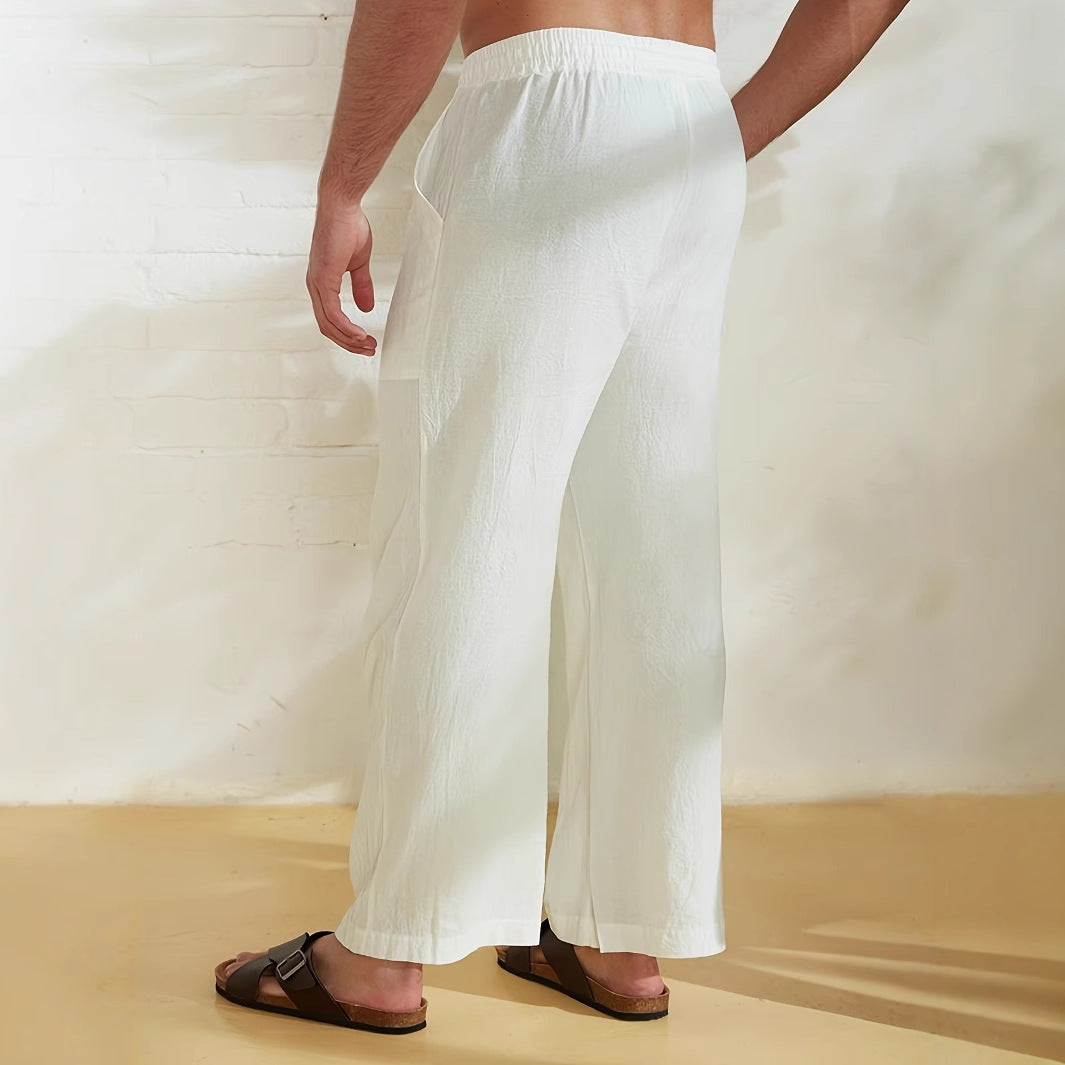 Linnen Relaxed Fit Pantalon met Zakken voor Heren