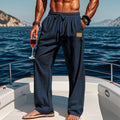Katoenen Rechte Pantalon met Elastische Taille voor Heren