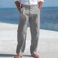 Linnen Rechte Pantalon met Hoge Taille voor Heren