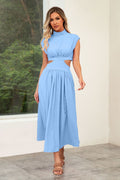 Maxi Jurk met Opstaande Kraag en Cut-Out Details voor Dames