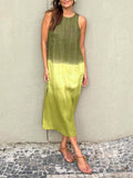 Mouwloze Linnen Maxi Jurk met Beinsplit voor Dames