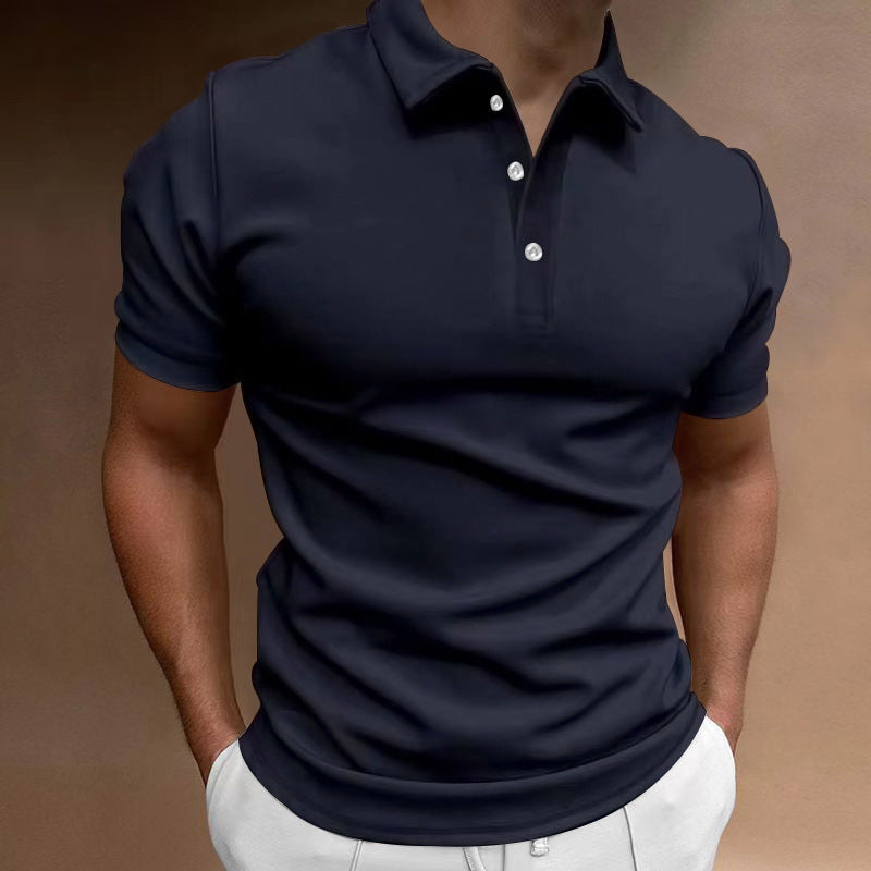 Slim Fit Poloshirt met Opstaande Kraag voor Heren