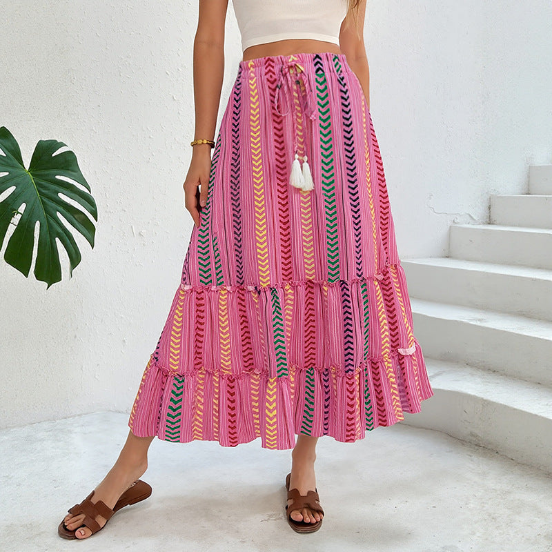 Freya | Boho A-Lijn Maxi Rok met Strikdetail voor Dames