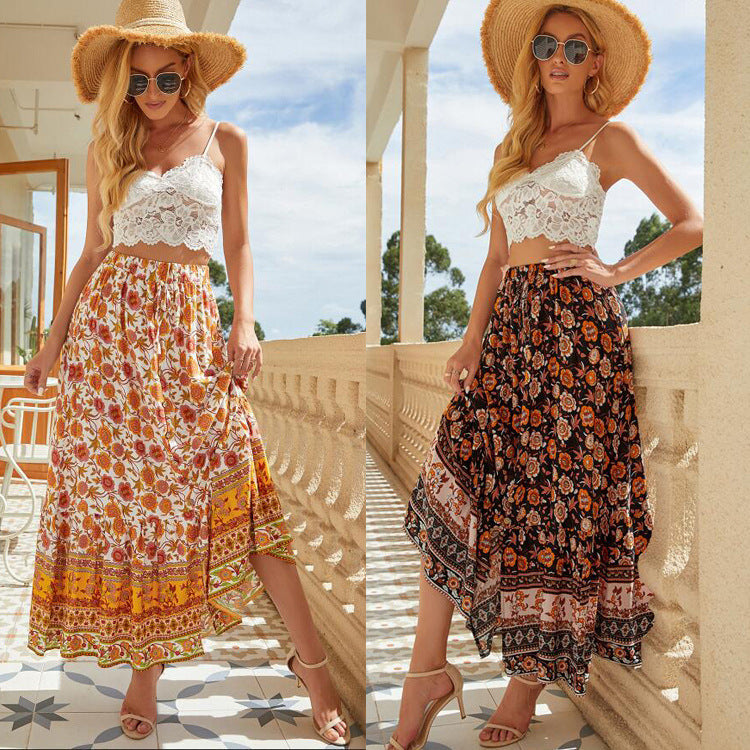 Amelie | Boho Bloemen A-Lijn Maxi Rok voor Dames