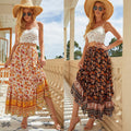 Amelie | Boho Bloemen A-Lijn Maxi Rok voor Dames