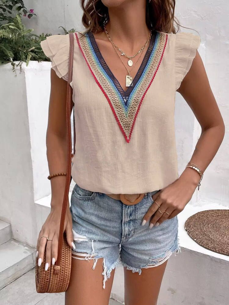 Iris | V-Hals Boho Blouse met Ruches voor Dames