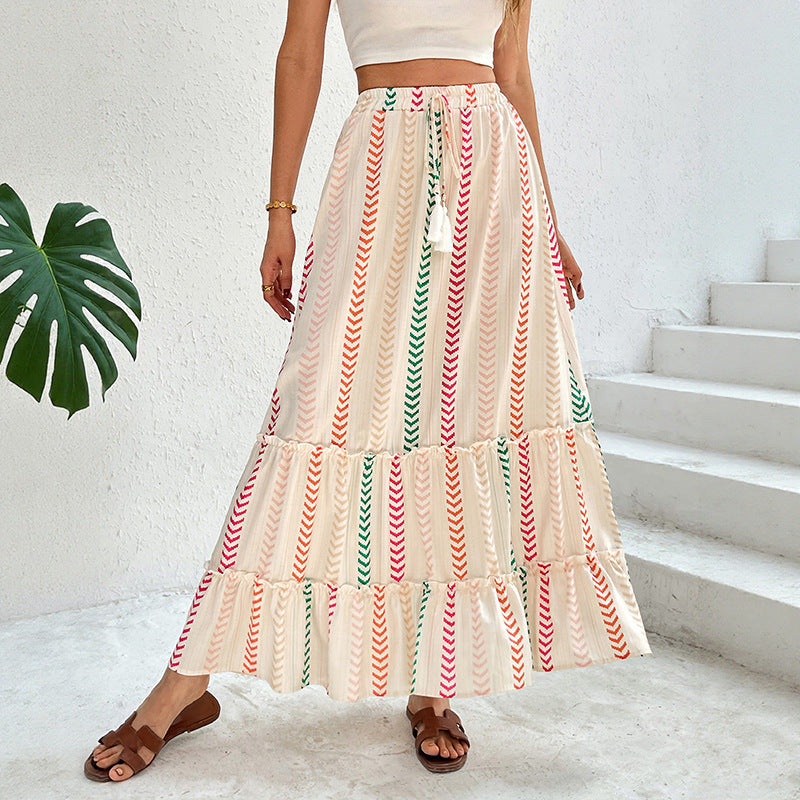 Freya | Boho A-Lijn Maxi Rok met Strikdetail voor Dames