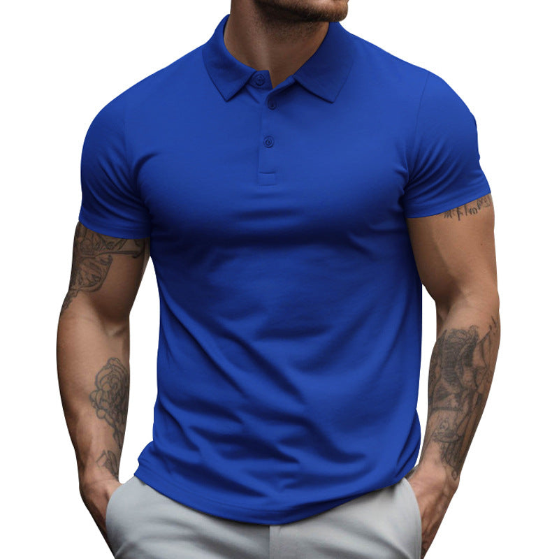 Korte Mouwen Poloshirt met Verborgen Knoopsluiting voor Heren