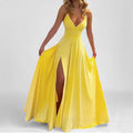 Mouwloze Maxi Jurk met V-Hals en Beinsplit voor Dames