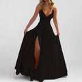 Mouwloze Maxi Jurk met V-Hals en Beinsplit voor Dames