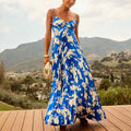 Geplooid Bloemen Maxi Jurk met Spaghettibandjes voor Dames