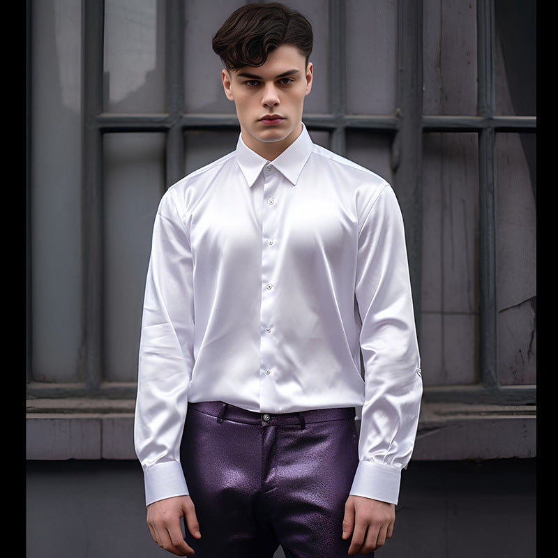 Satijnen Button-Down Overhemd voor Heren