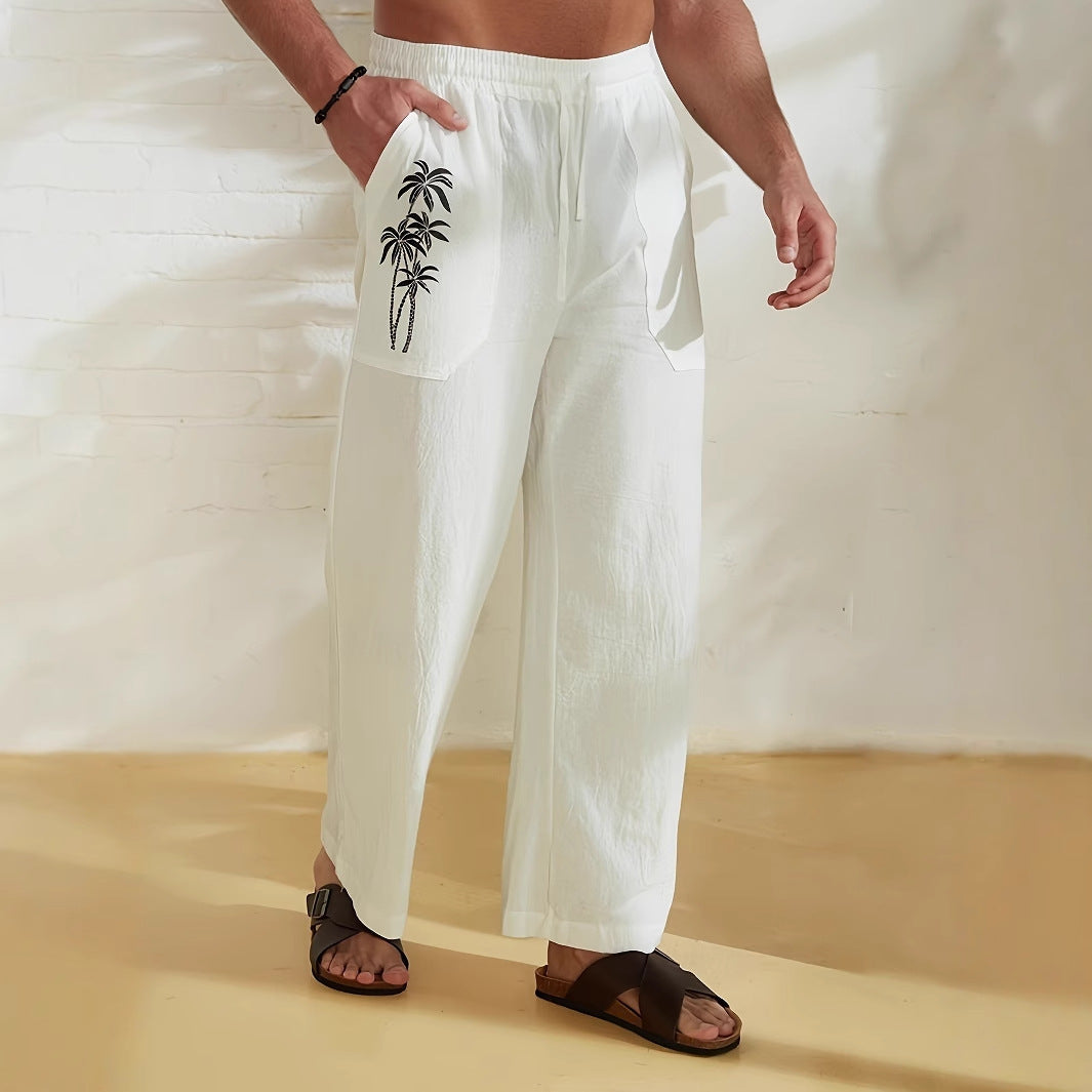 Linnen Relaxed Fit Pantalon met Zakken voor Heren