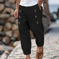 Linnen Rechte Pantalon met Zijknoppen voor Heren