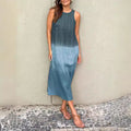 Mouwloze Linnen Maxi Jurk met Beinsplit voor Dames