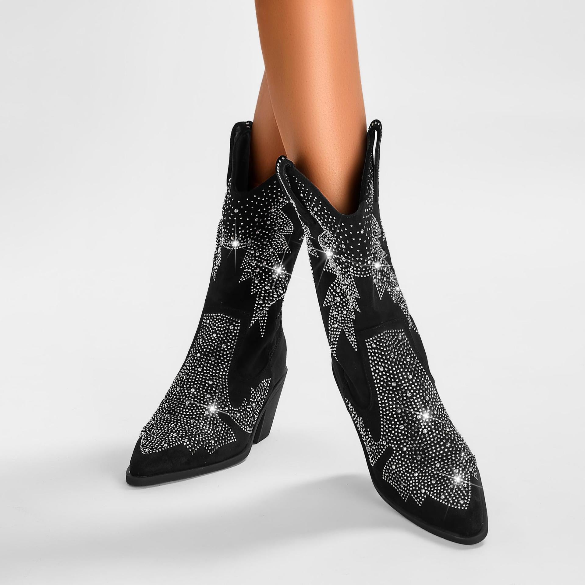 Suède Cowboy Laarzen met Strass voor Dames