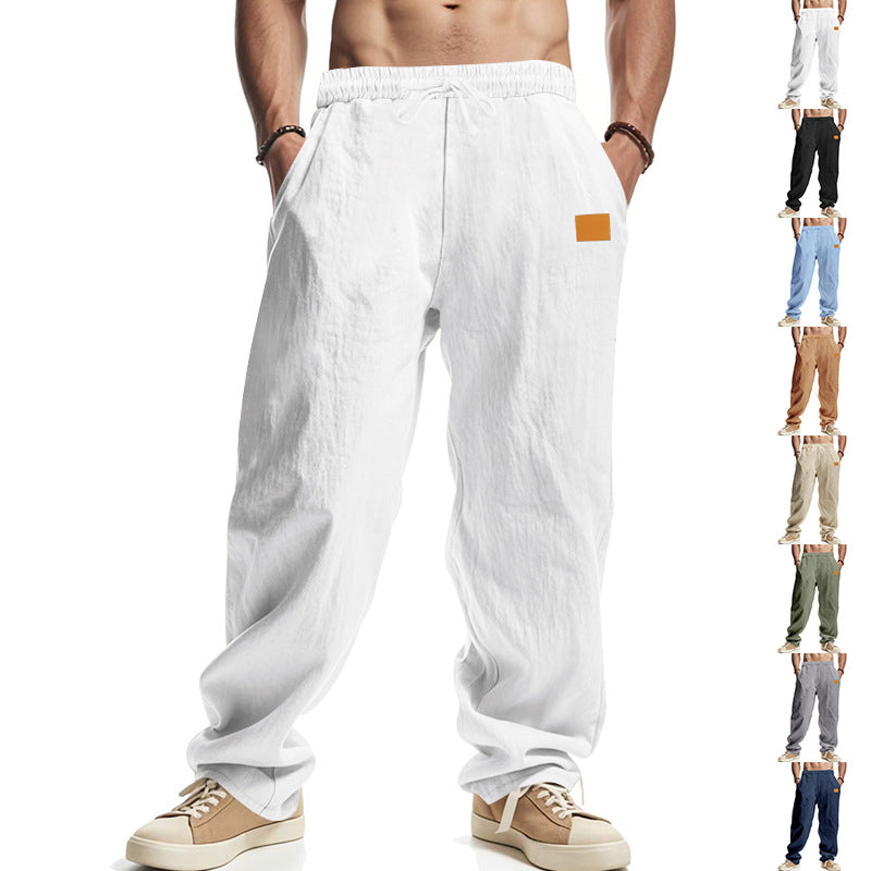 Linnen Wijde Pijp Pantalon met Zijzakken voor Heren