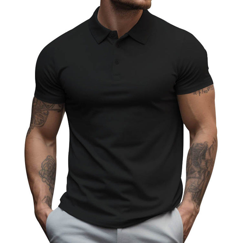 Korte Mouwen Poloshirt met Verborgen Knoopsluiting voor Heren
