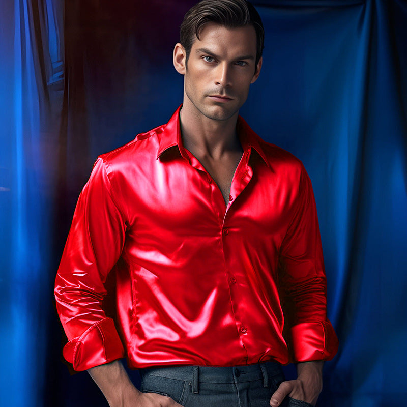 Satijnen Button-Down Overhemd voor Heren