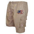 Cargo Korte Broek met Elastische Taille en Flap-Zakken voor Heren