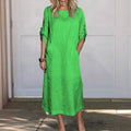 Linnen Maxi Jurk met Steekzakken voor Dames