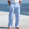 Linnen Rechte Pantalon met Hoge Taille voor Heren