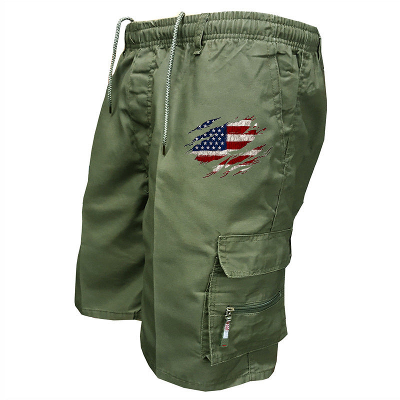 Cargo Korte Broek met Elastische Taille en Flap-Zakken voor Heren