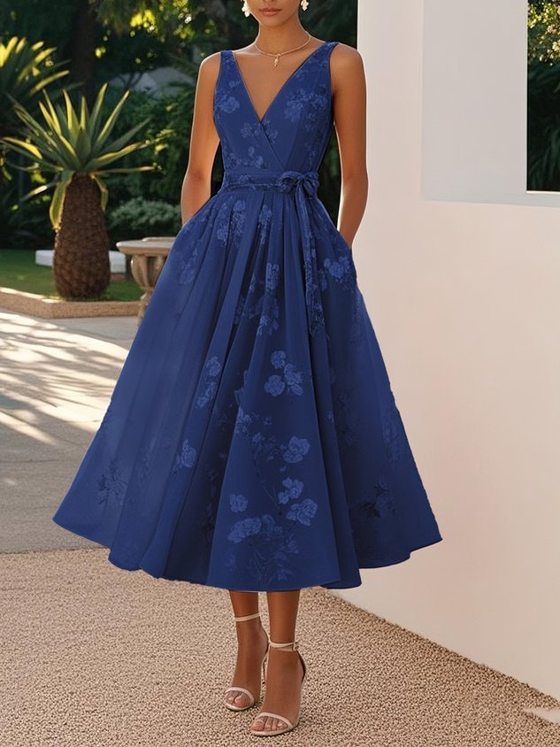 Mouwloze Maxi Jurk met V-Hals en Bloemenprint voor Dames