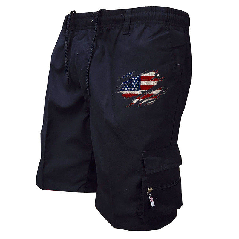 Cargo Korte Broek met Elastische Taille en Flap-Zakken voor Heren