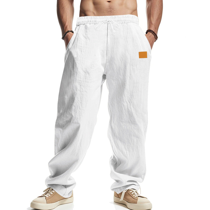 Linnen Wijde Pijp Pantalon met Zijzakken voor Heren