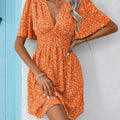 V-hals Zomerjurk met Pofmouwen voor Dames