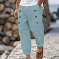 Linnen Rechte Pantalon met Zijknoppen voor Heren