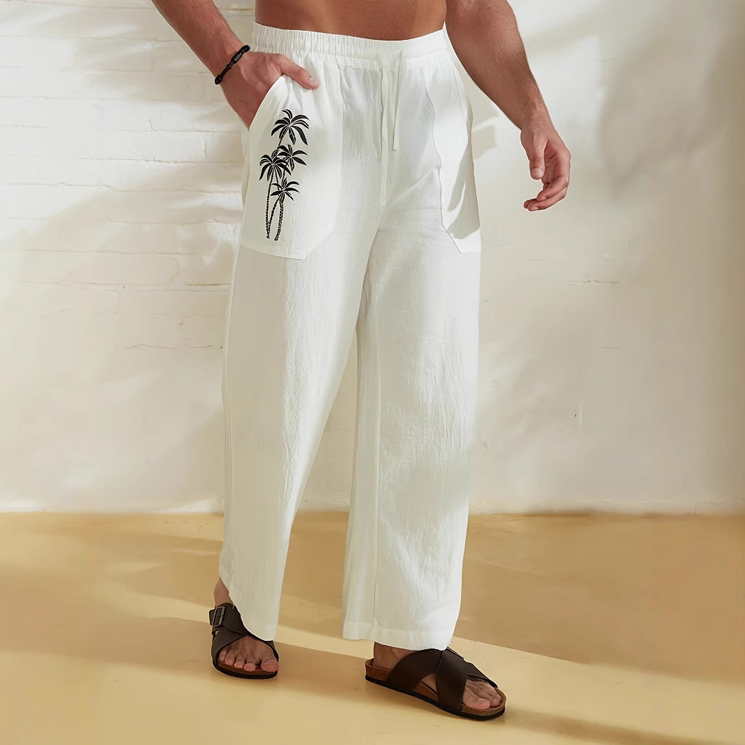 Linnen Relaxed Fit Pantalon met Zakken voor Heren
