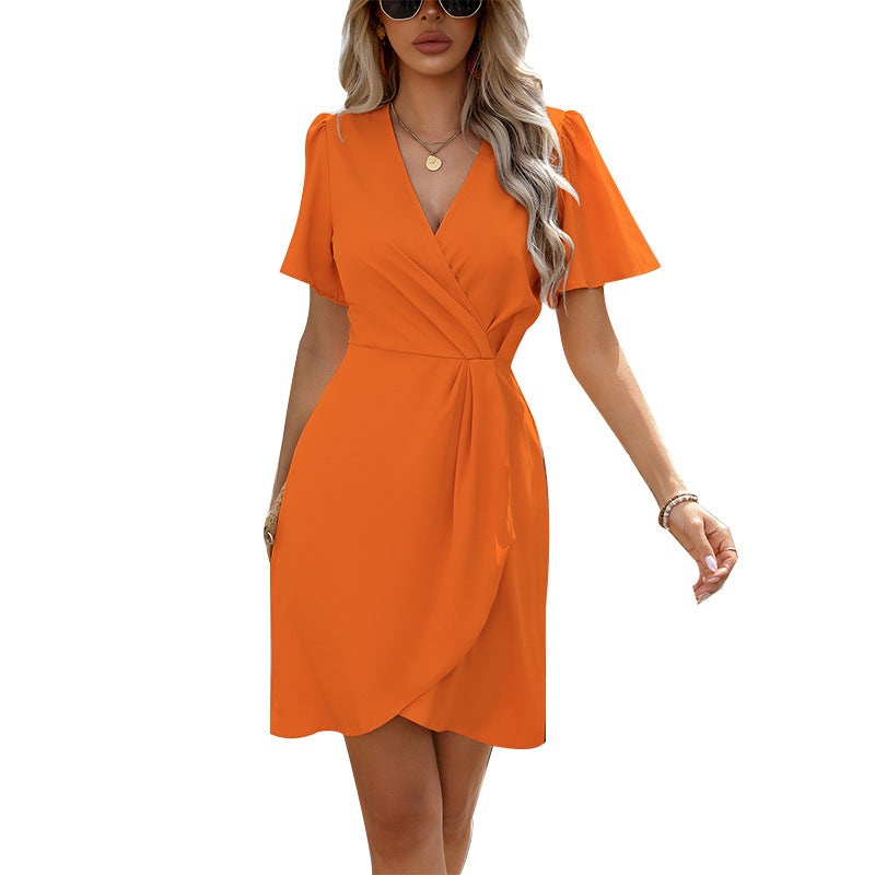 Korte Mouwen Midi Jurk met Verstelbare Taille voor Dames