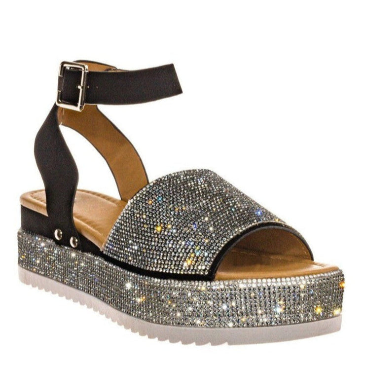 Sandalen met Open Teen en Strass Accenten voor Dames