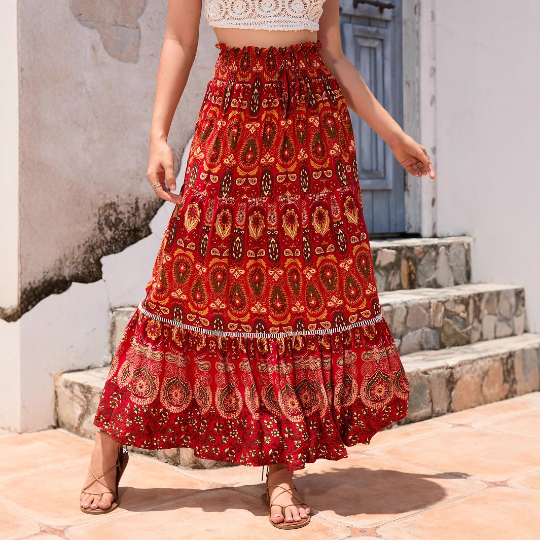 Maya | Boho A-Lijn Maxi Rok met Etnisch Patroon voor Dames