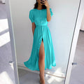 Maxi Jurk met Knoopsluiting en Beinsplit voor Dames
