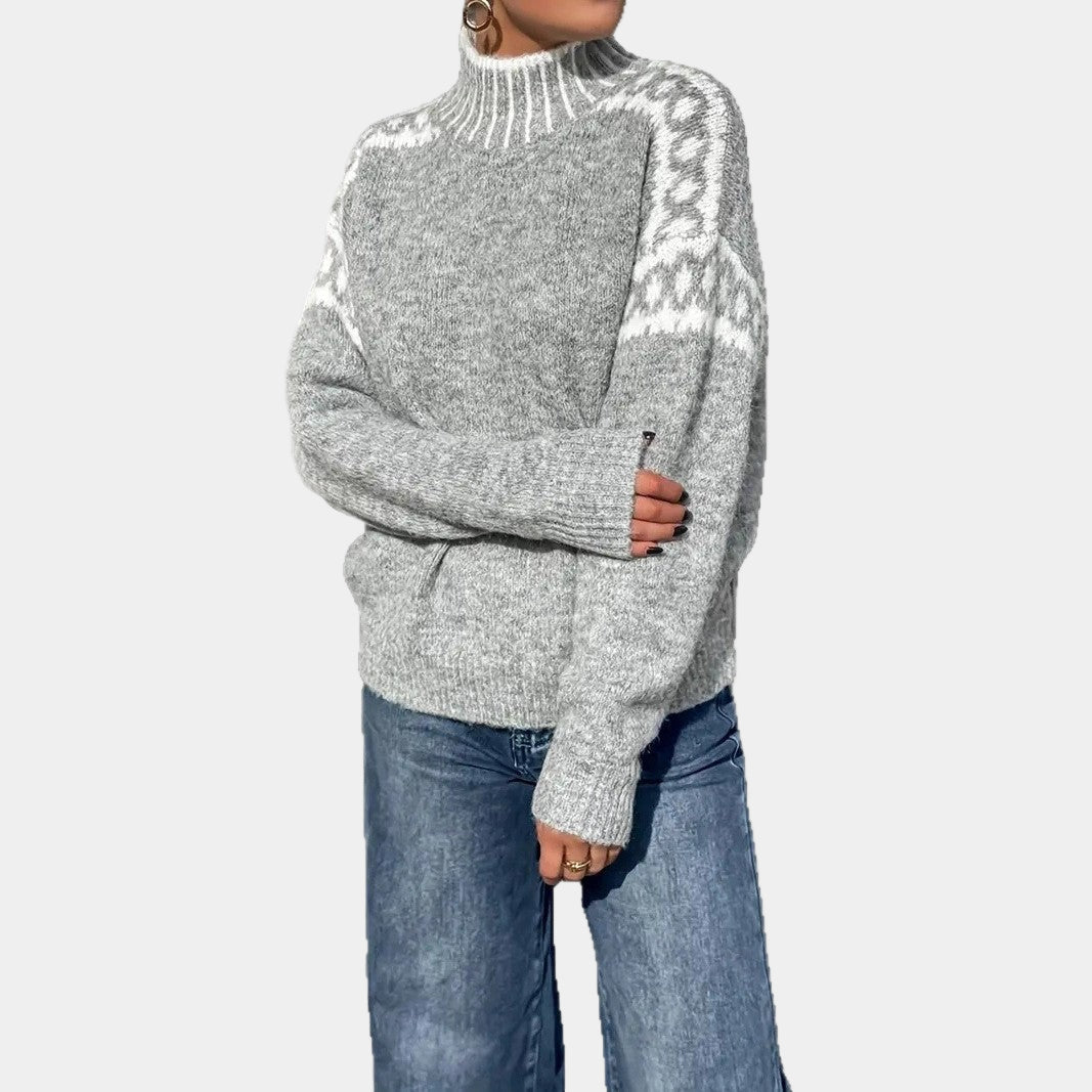 Grof Gebreide Trui met Trendy Patroon voor Dames