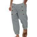Linnen Rechte Pantalon met Zijknoppen voor Heren