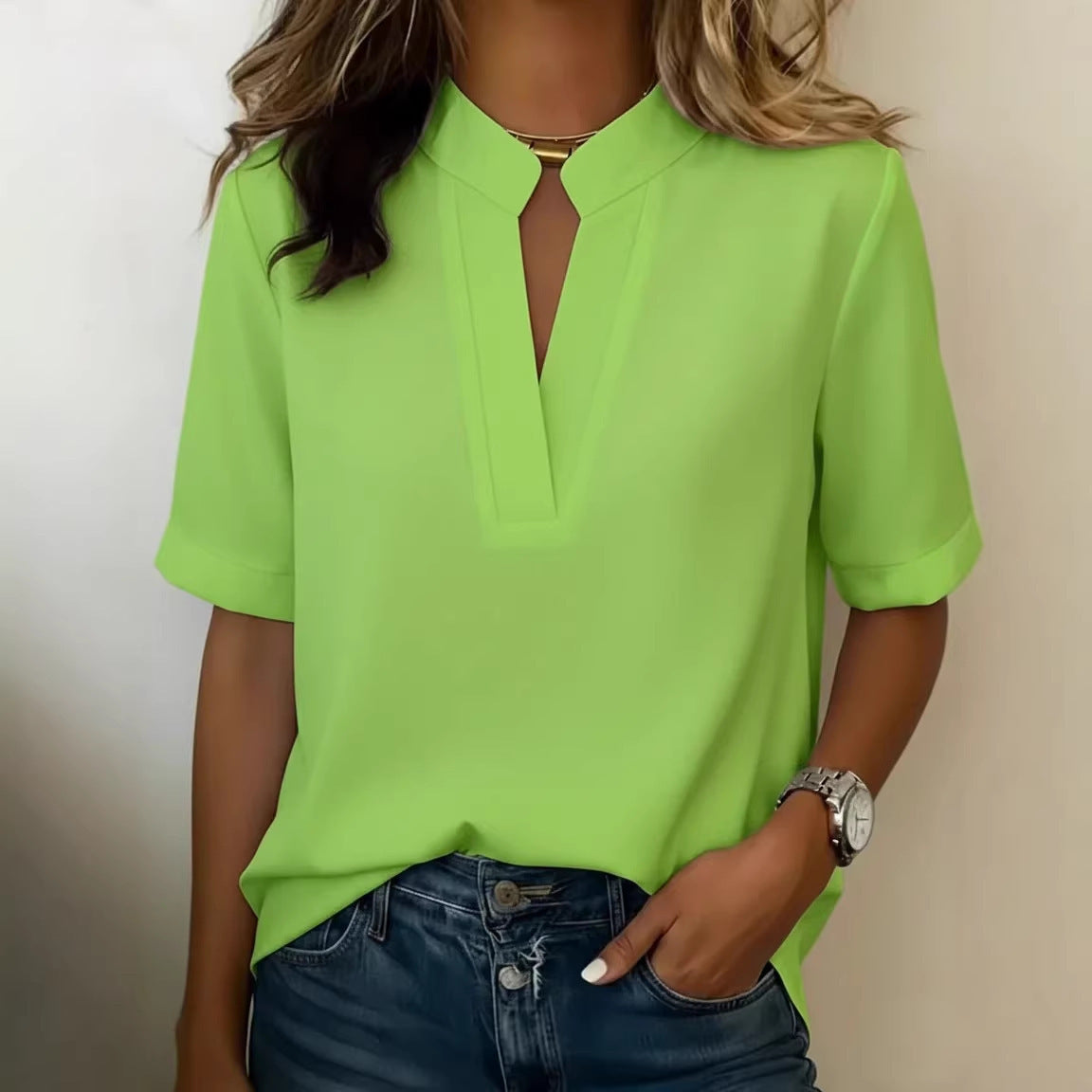 V-Hals Blouse met Cut-Out Details voor Dames
