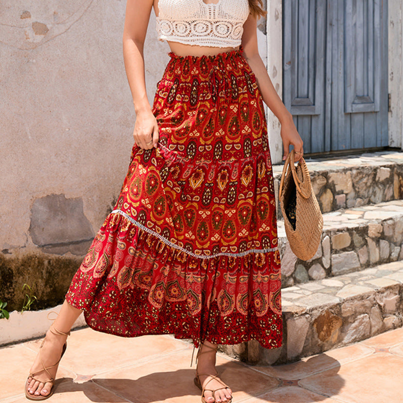 Maya | Boho A-Lijn Maxi Rok met Etnisch Patroon voor Dames