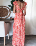 Aeryn | Boho Bloemen Maxi Jurk met V-hals voor Dames