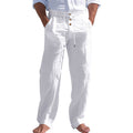 Linnen Rechte Pantalon met Hoge Taille voor Heren