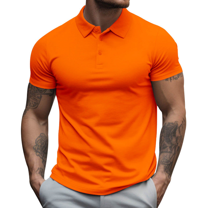Korte Mouwen Poloshirt met Verborgen Knoopsluiting voor Heren