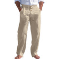 Linnen Rechte Pantalon met Hoge Taille voor Heren