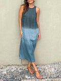 Mouwloze Linnen Maxi Jurk met Beinsplit voor Dames