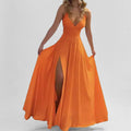Mouwloze Maxi Jurk met V-Hals en Beinsplit voor Dames
