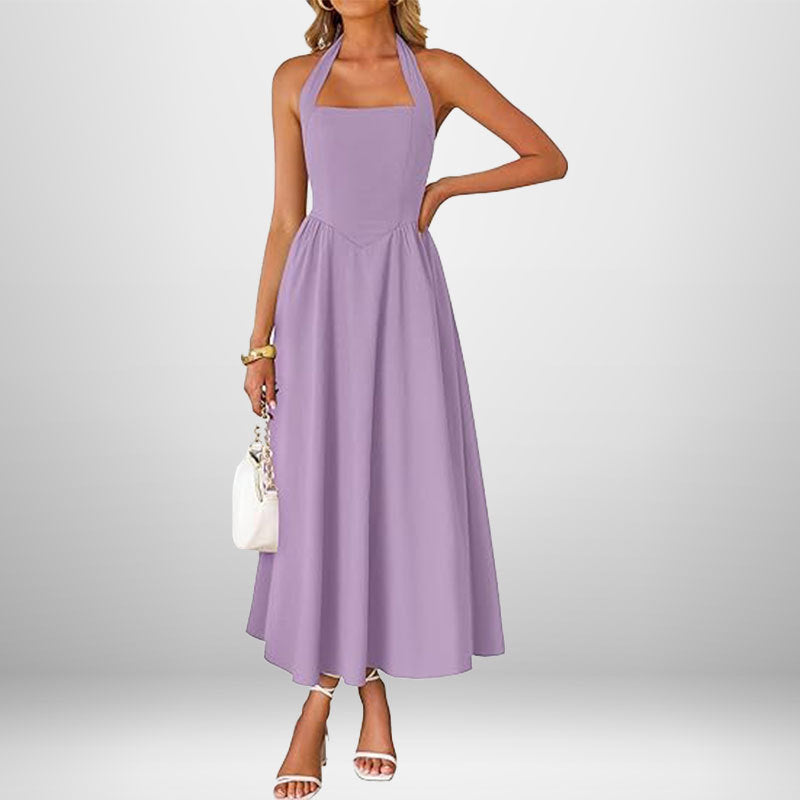 Linnen Mouwloze Maxi Jurk met Ronde Hals voor Dames